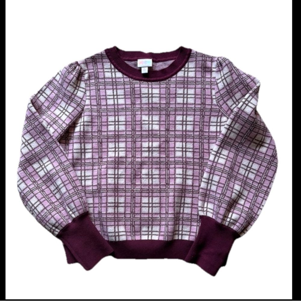 Lularoe Piper Balloon Sleeve Plaid Sweater Size Medium